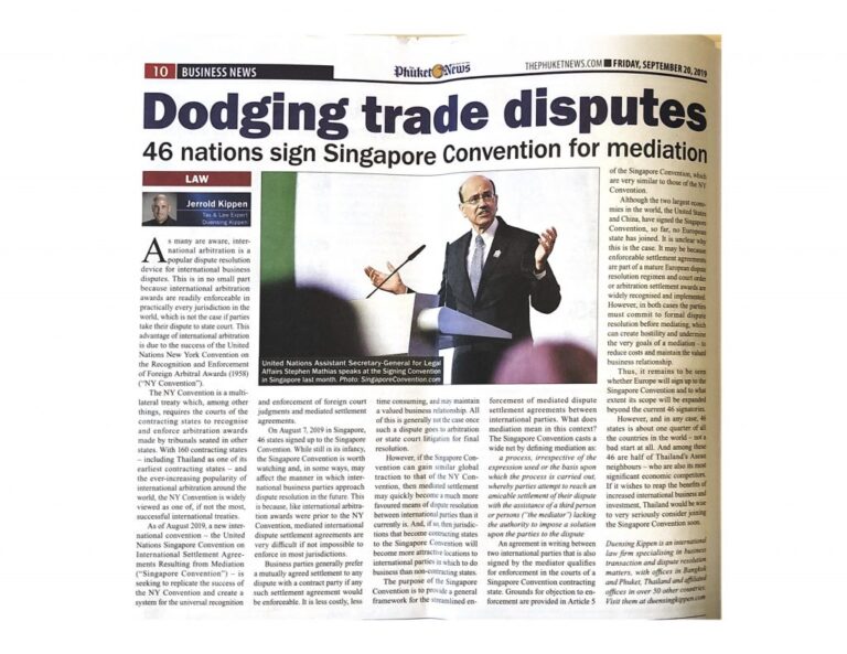 Enforcing international settlement agreements-our latest legal column in The Phuket News